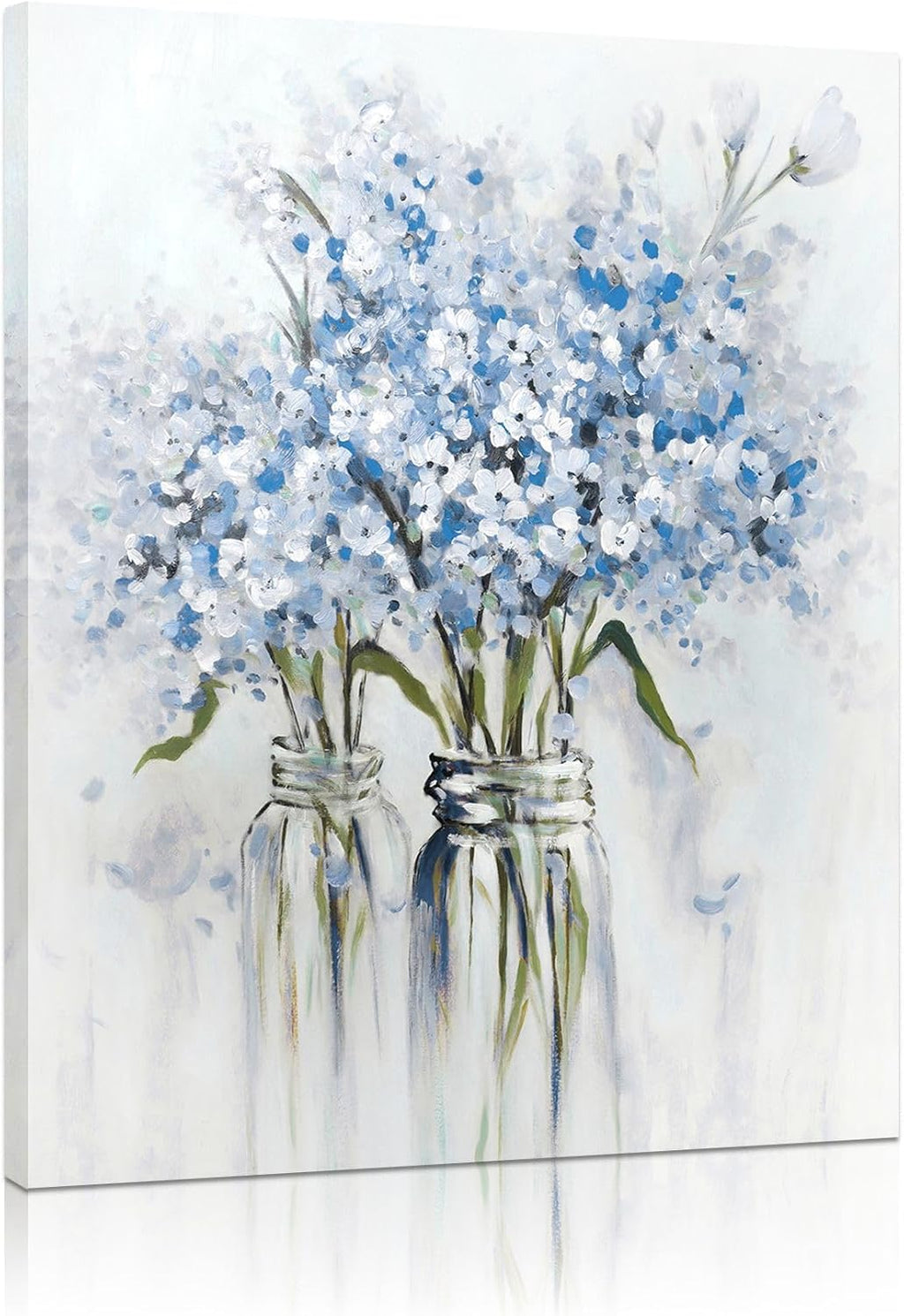 Pink Flowers Canvas Wall Art: Abstract Bouquet in Vase Artwork Prints for Teen Girl Bedroom Pink Floral Picture Poster Bathroom Decor 12" x 15"