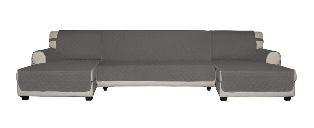 Easy-Going Reversible Couch Cover for 3 Cushion Couch Sofa Cover for Dogs Water Resistant Furniture Protector Cover with Foam Sticks Elastic Straps for Pet Cat (Sofa, Gray/Light Gray)